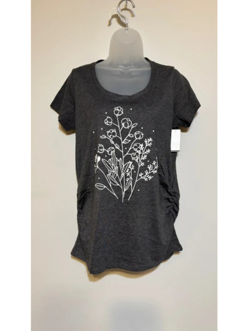 Bloom Maternity Floral Graphic Ruched Side Tee – Medium – NWT